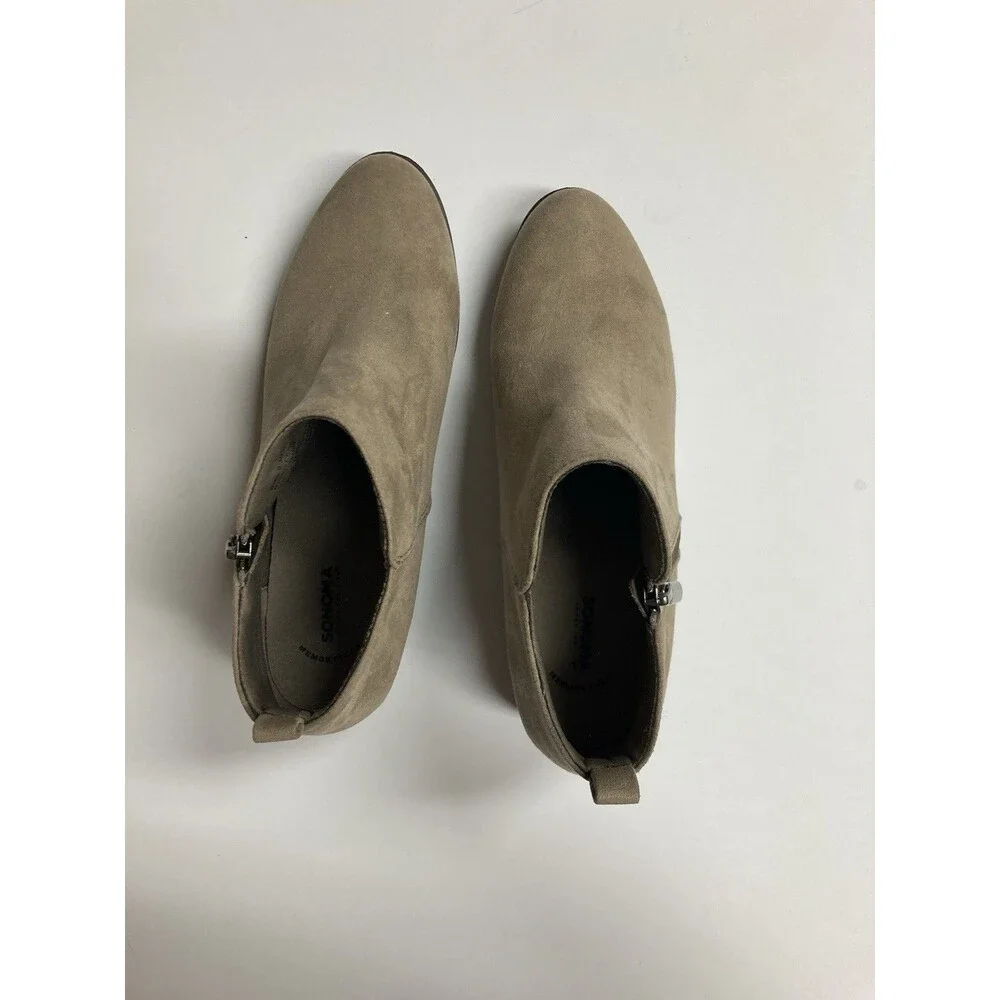 Sonoma Milford Beige Ankle Bootie Zip Comfort Memory Foam Round Toe US 9 M